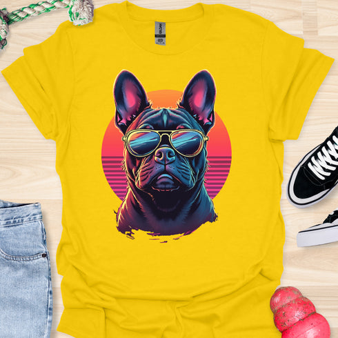 Retro Frenchie with Sunglasses - V1 - Retro One T-Shirt